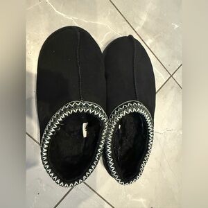 UGG Black Slippers with White Trim